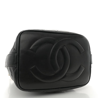 Chanel Lambskin Quilted Drawstring Bucket Bag Black 4 of 11