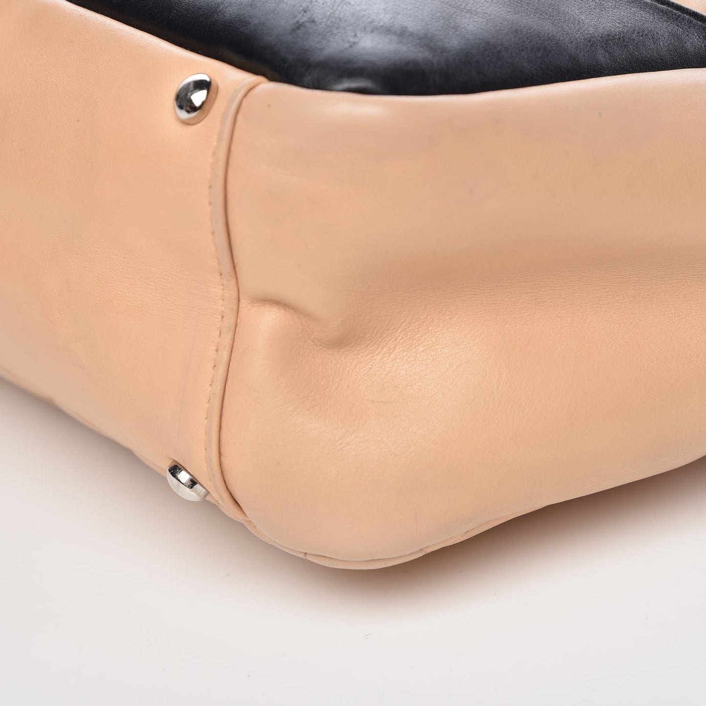 Calfskin Quilted Large Cambon Flap Beige Black