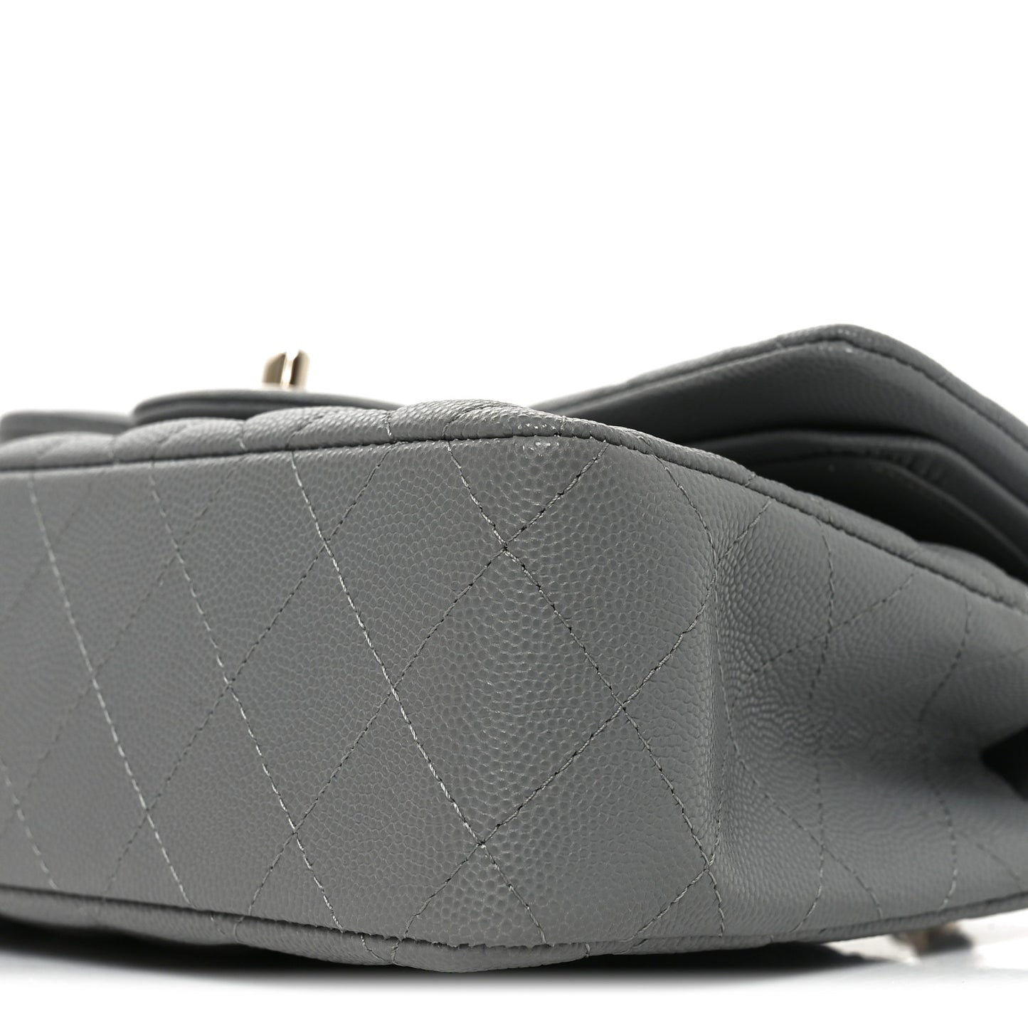 Caviar Quilted Small Double Flap Grey