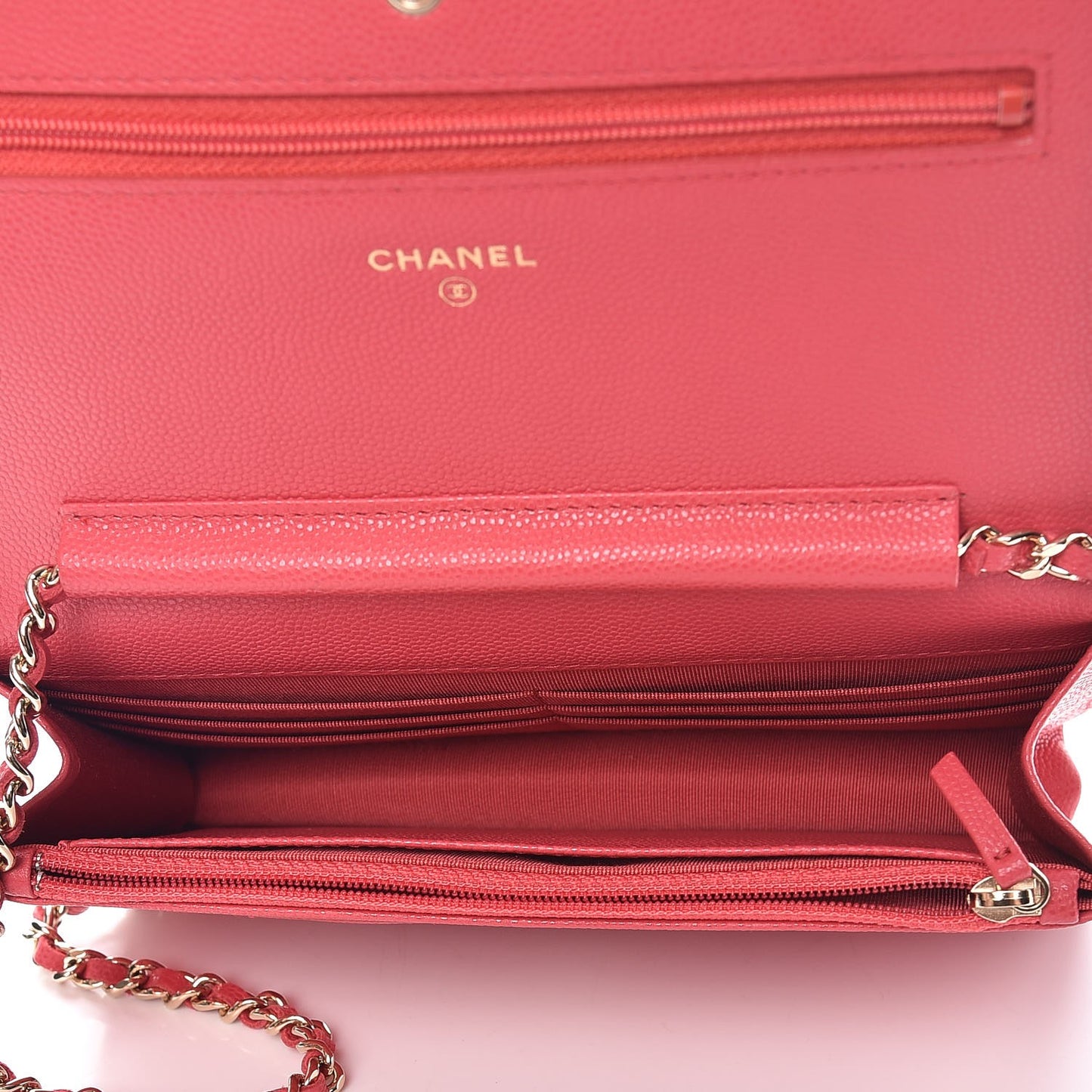 Caviar Quilted Wallet On Chain WOC Dark Pink