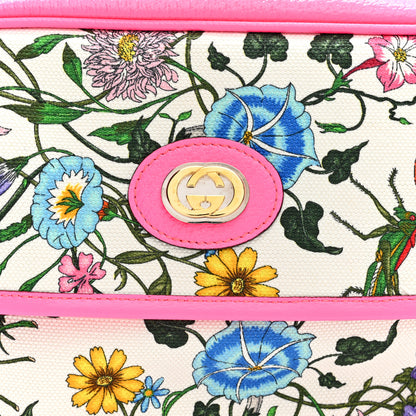 Gucci Canvas Flora Floral Shoulder Bag White Fuchsia Fluo 7 of 9