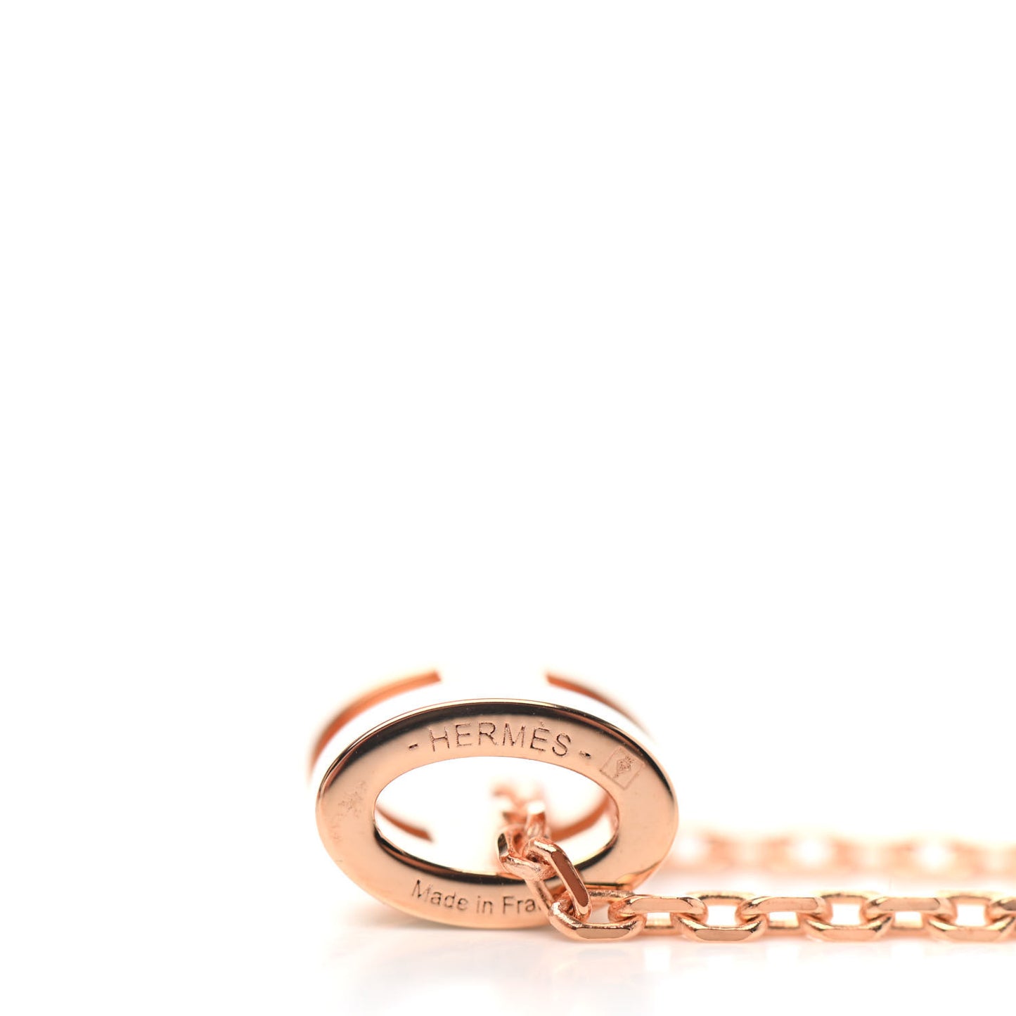Lacquered Rose Gold Mini Pop H Pendant Necklace White