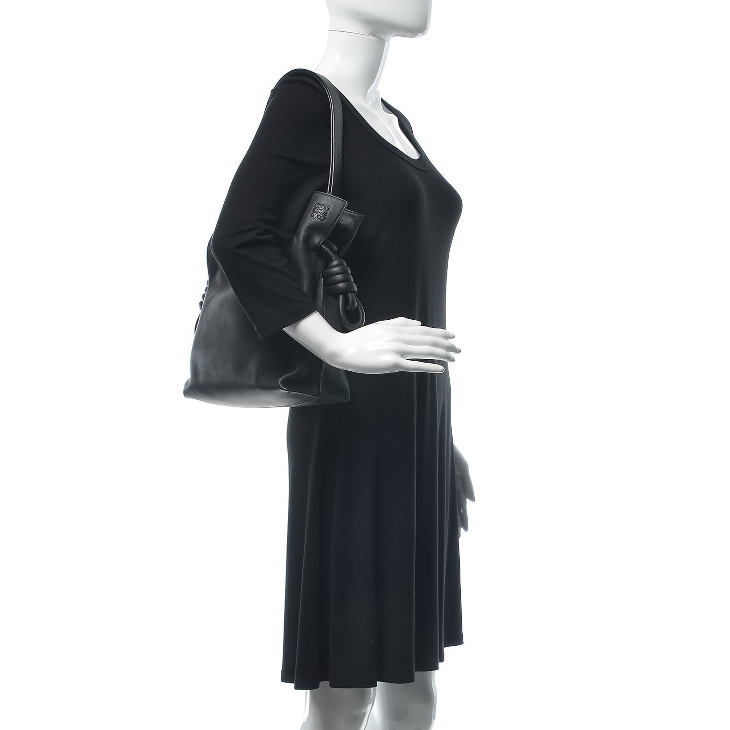 Calfskin Flamenco Knot Bag Black