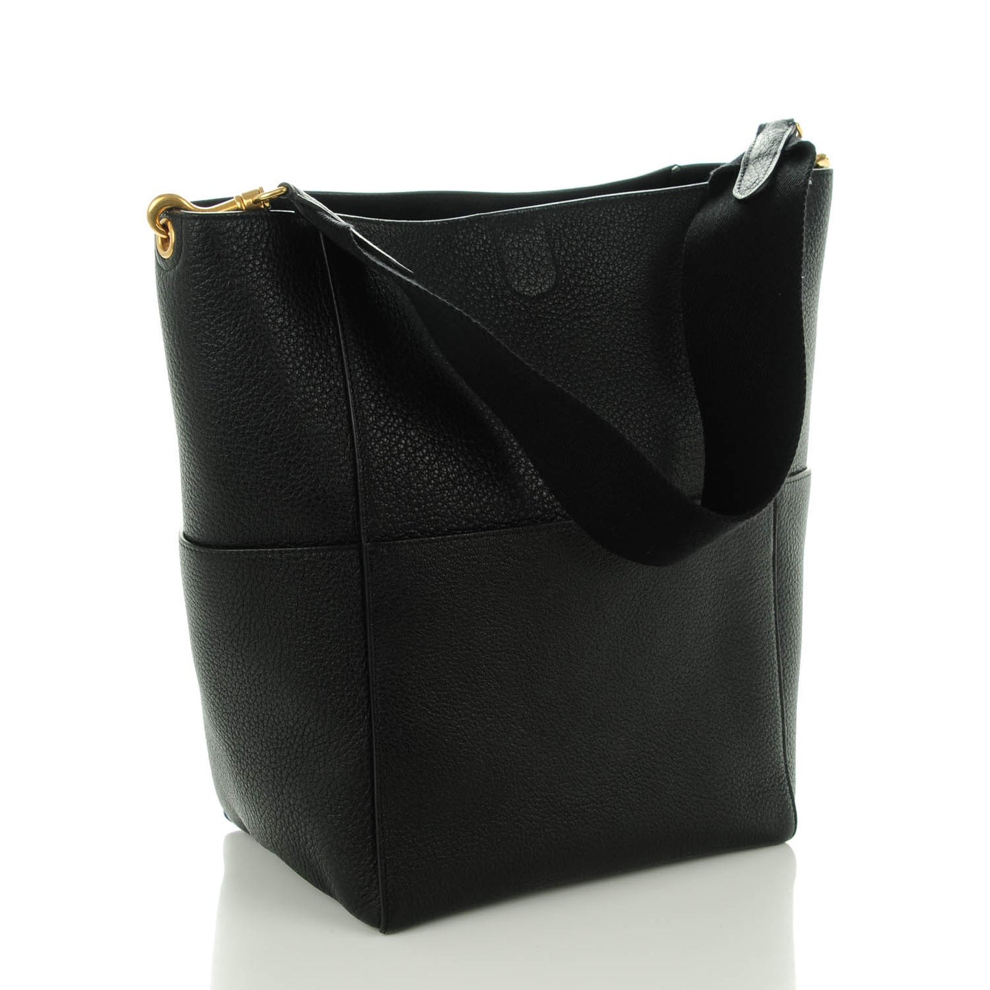 Goatskin Sangle Bucket Bag Black