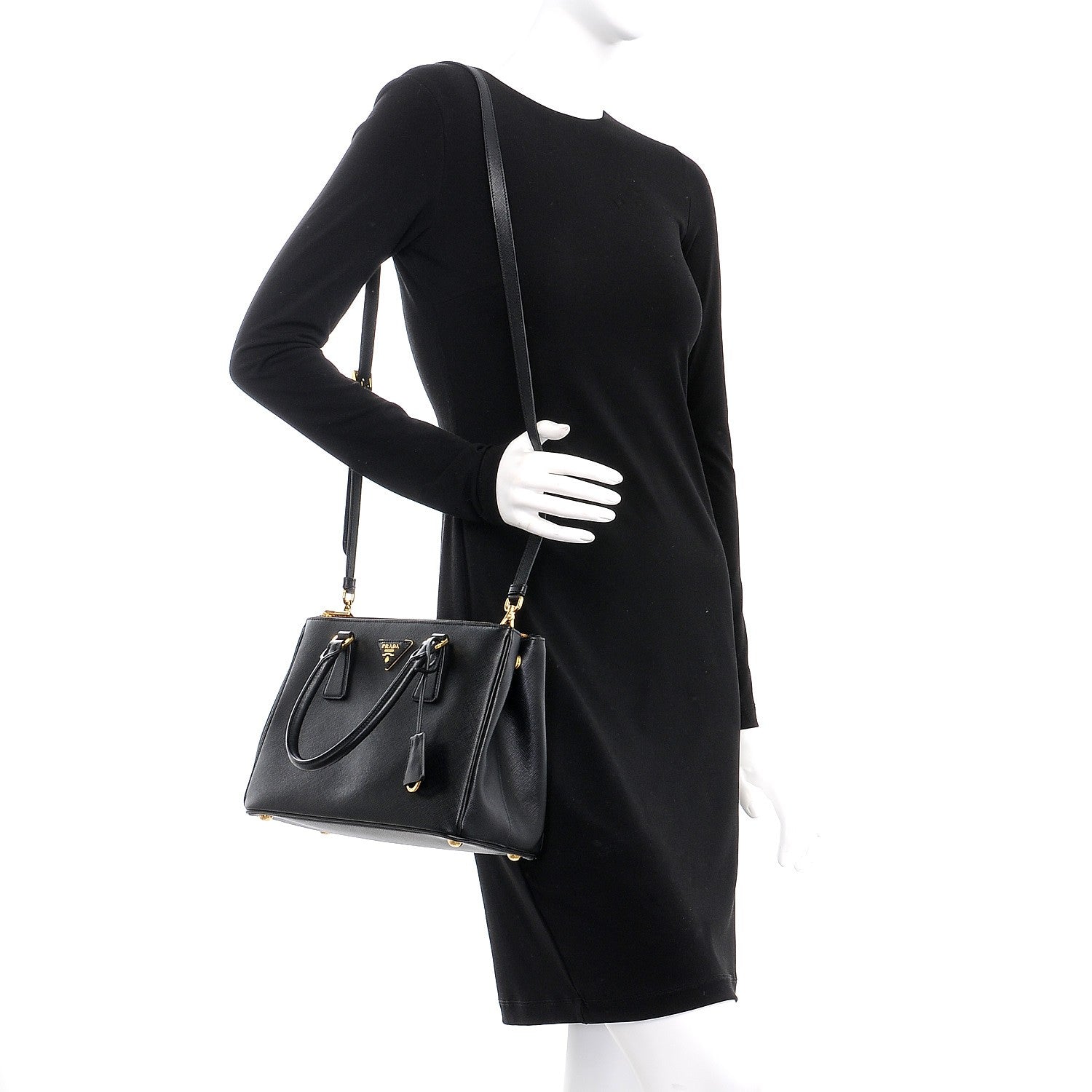 Prada Saffiano Mini Galleria Double Zip Tote Black 2 of 11