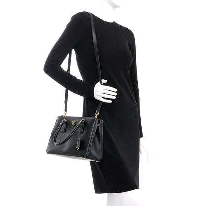 Prada Saffiano Mini Galleria Double Zip Tote Black 2 of 11