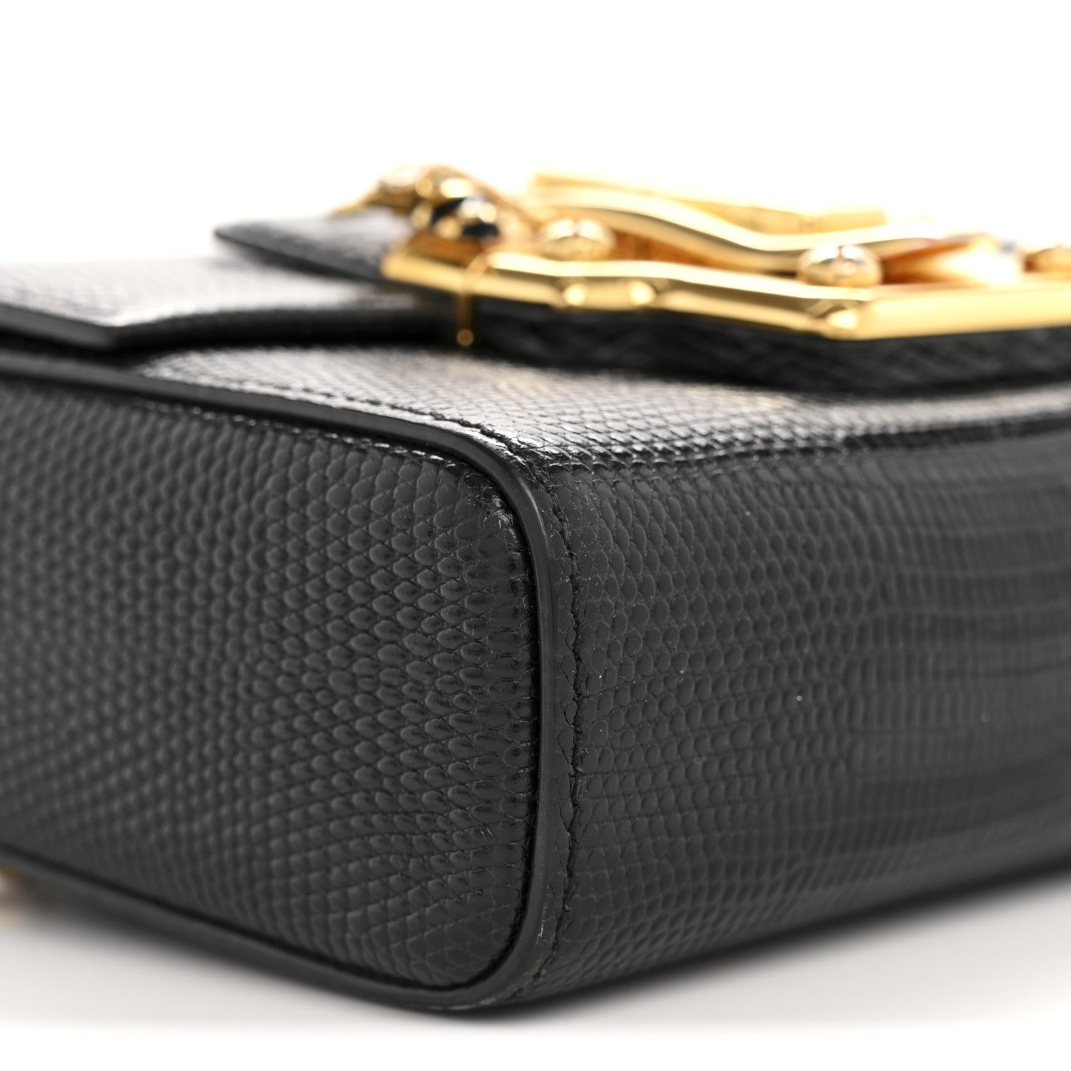 Dolce & Gabbana Calfskin Iguana Embossed Mini Lucia Satchel Black 8 of 13