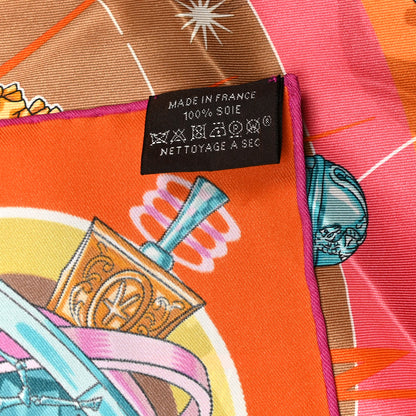 Hermes Silk Chorus Stellarum Scarf 70 Orange Beige Dore 5 of 6