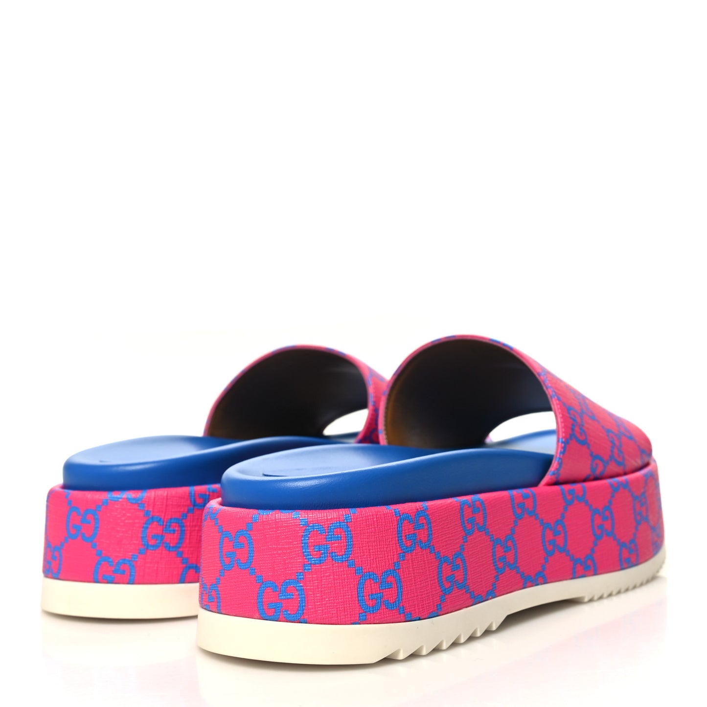 GG Supreme Joy Monogram Angelina Platform Slide Sandals 39 Fuxia Blue