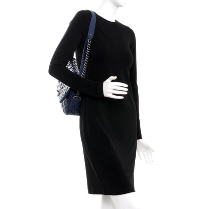 Chanel Crumpled Calfskin Quilted Medium Casual Rock Flap Navy 2 of 8