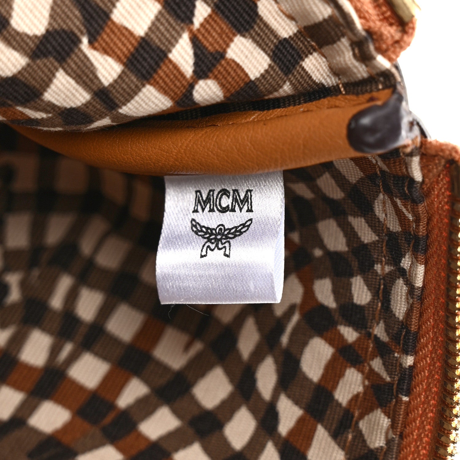 MCM Visetos Liz Shopper Tote Pouch Cognac 6 of 8