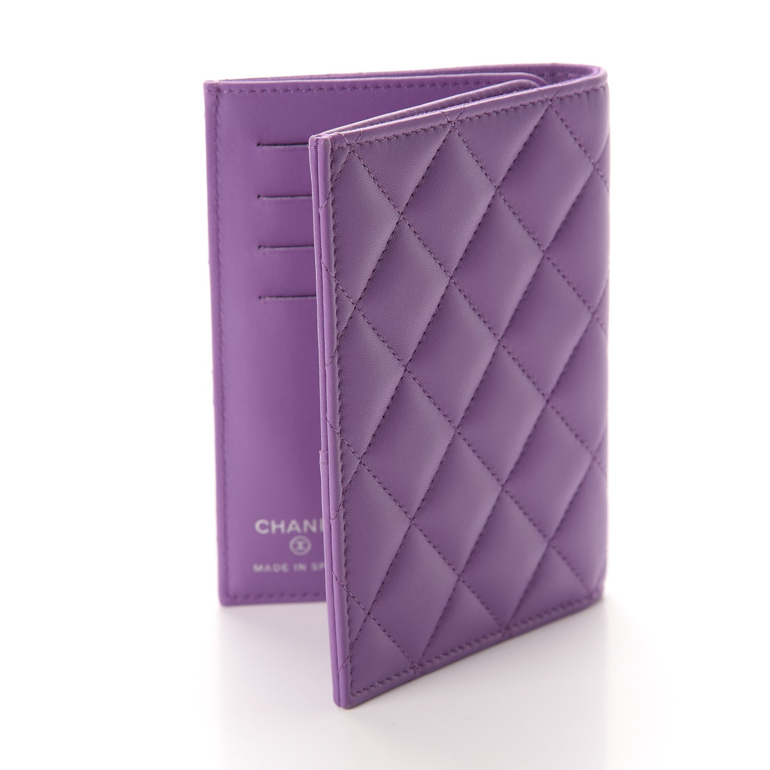 Chanel Lambskin Quilted Passport Holder Purple 3 of 8