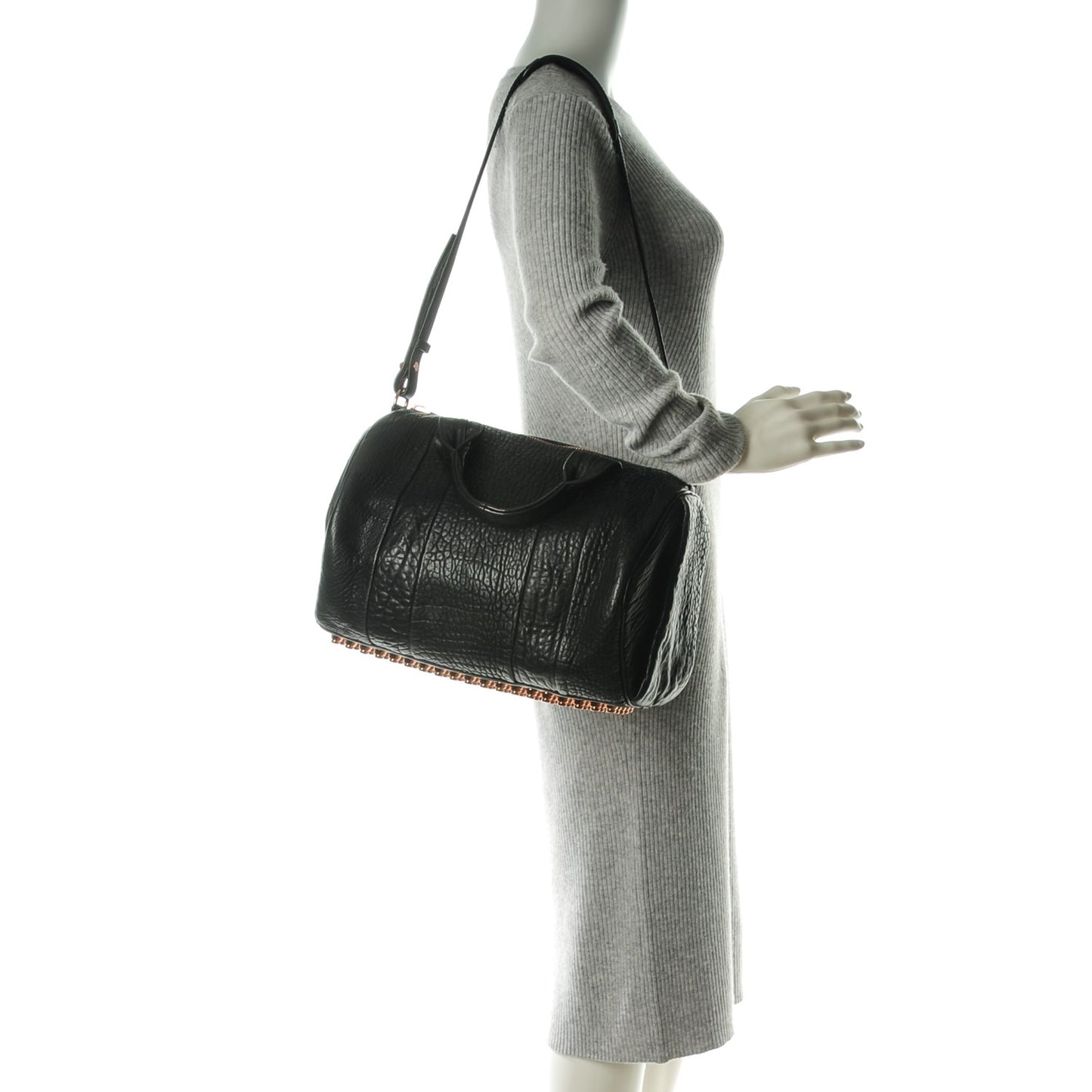 Pebbled Lambskin Rocco Black Rose Gold Hardware