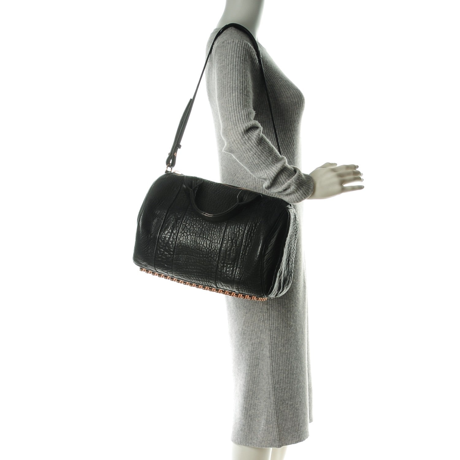 Alexander Wang Pebbled Lambskin Rocco Black Rose Gold Hardware 2 of 8