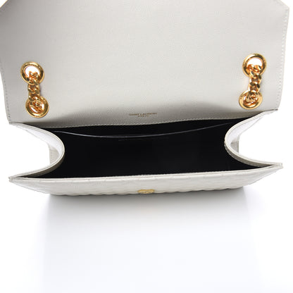 Saint Laurent Grain De Poudre Textured Mixed Matelasse Medium Triquilt Monogram Satchel Porcellana 5 of 14