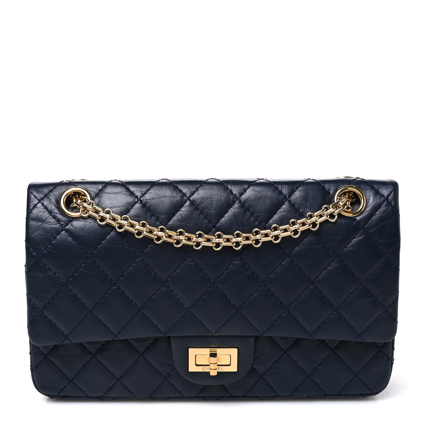Aged Calfskin Quilted 2.55 Reissue 225 Flap Navy