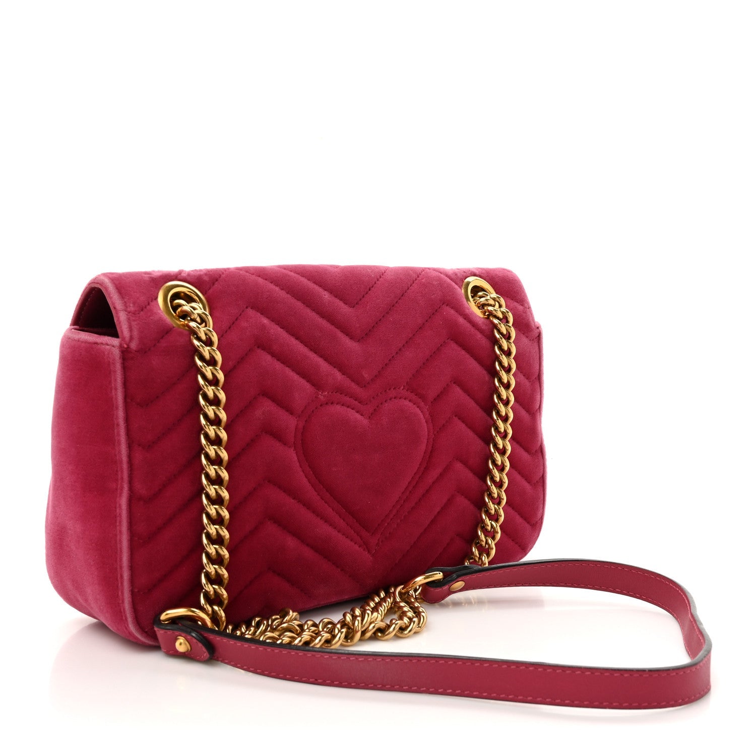 Gucci Velvet Matelasse Small GG Marmont Shoulder Bag Light Raspberry Rose 3 of 16