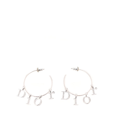 Crystal Hoop Earrings Silver