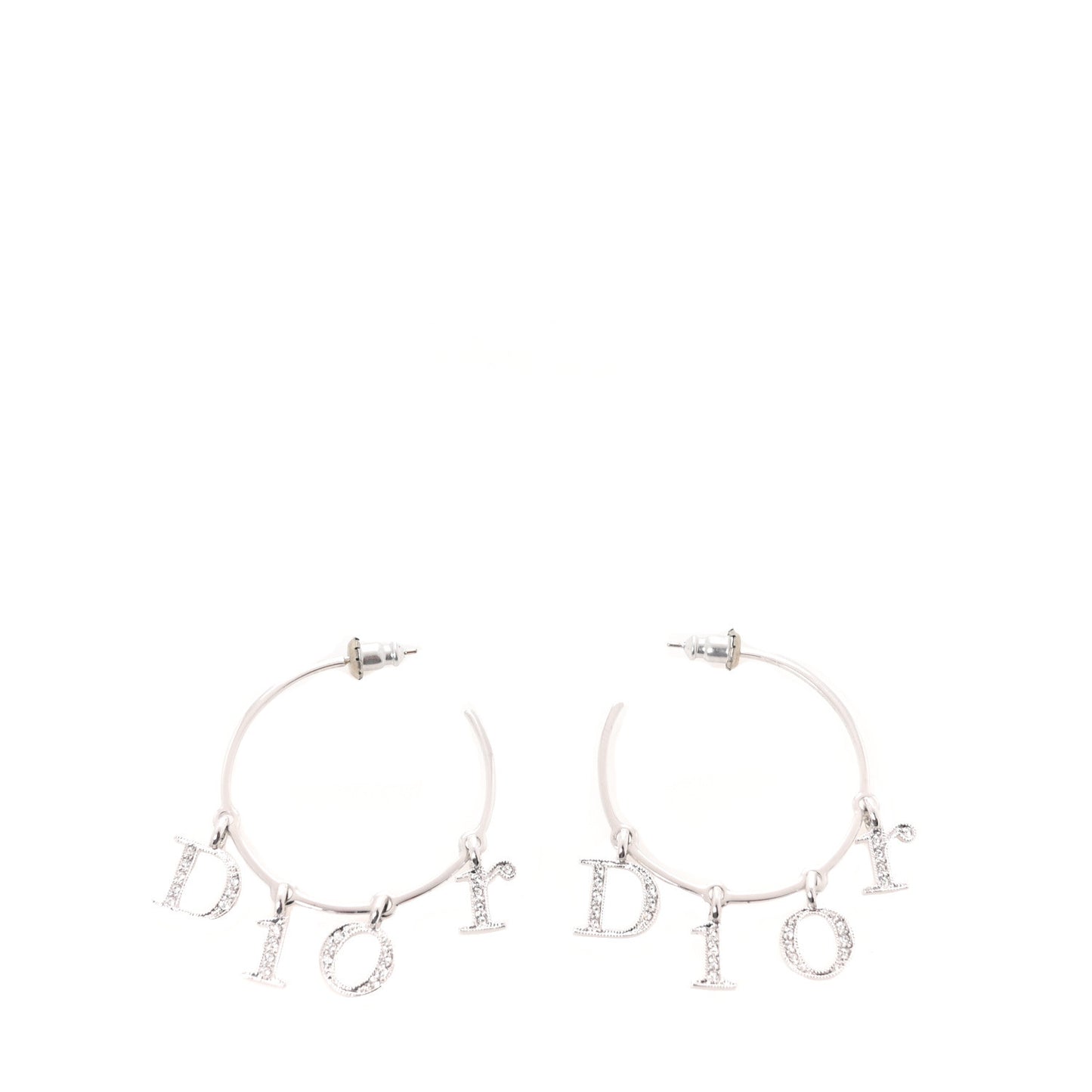 Crystal Hoop Earrings Silver