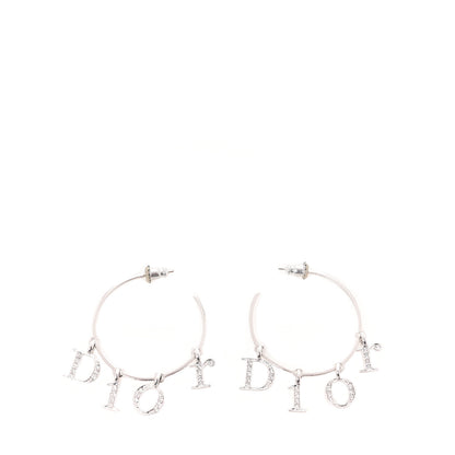 Christian Dior Crystal Hoop Earrings Silver 1 of 4