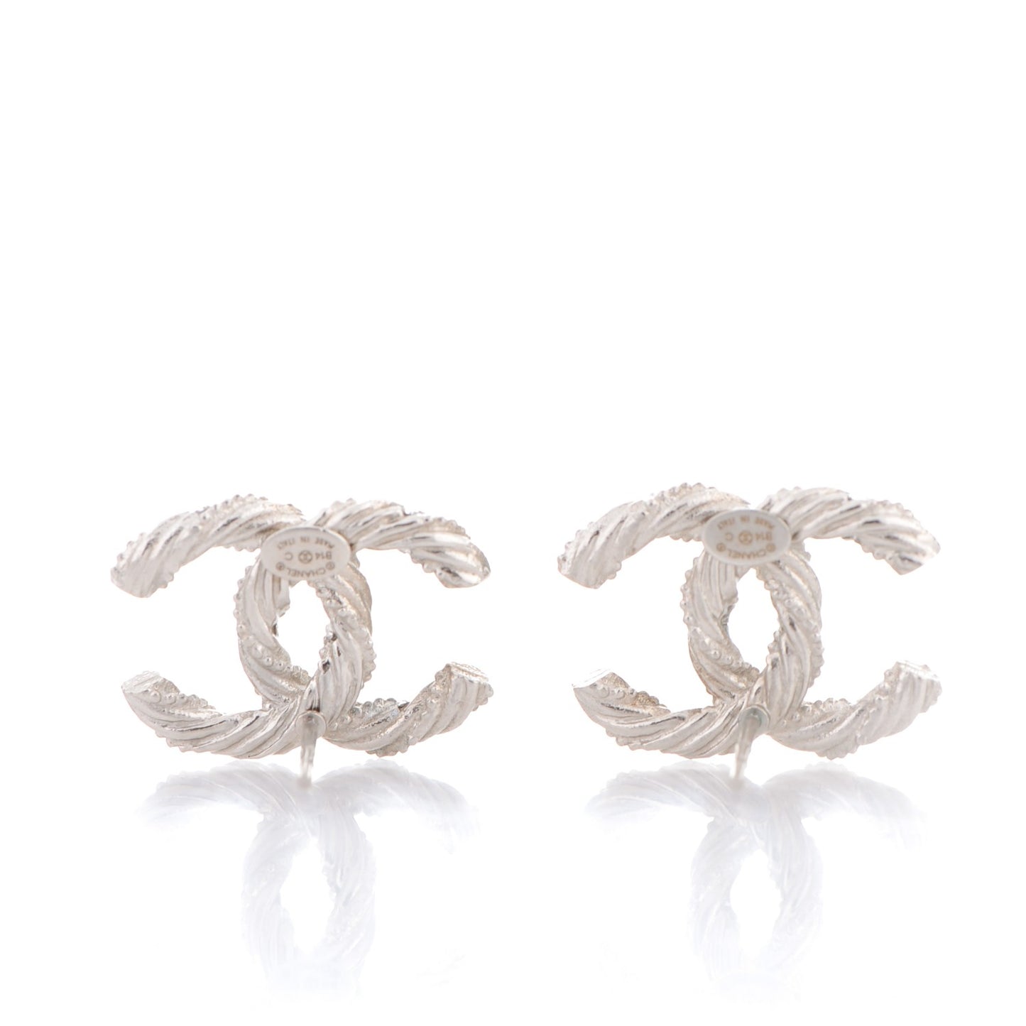Crystal CC Twisted Earrings Silver