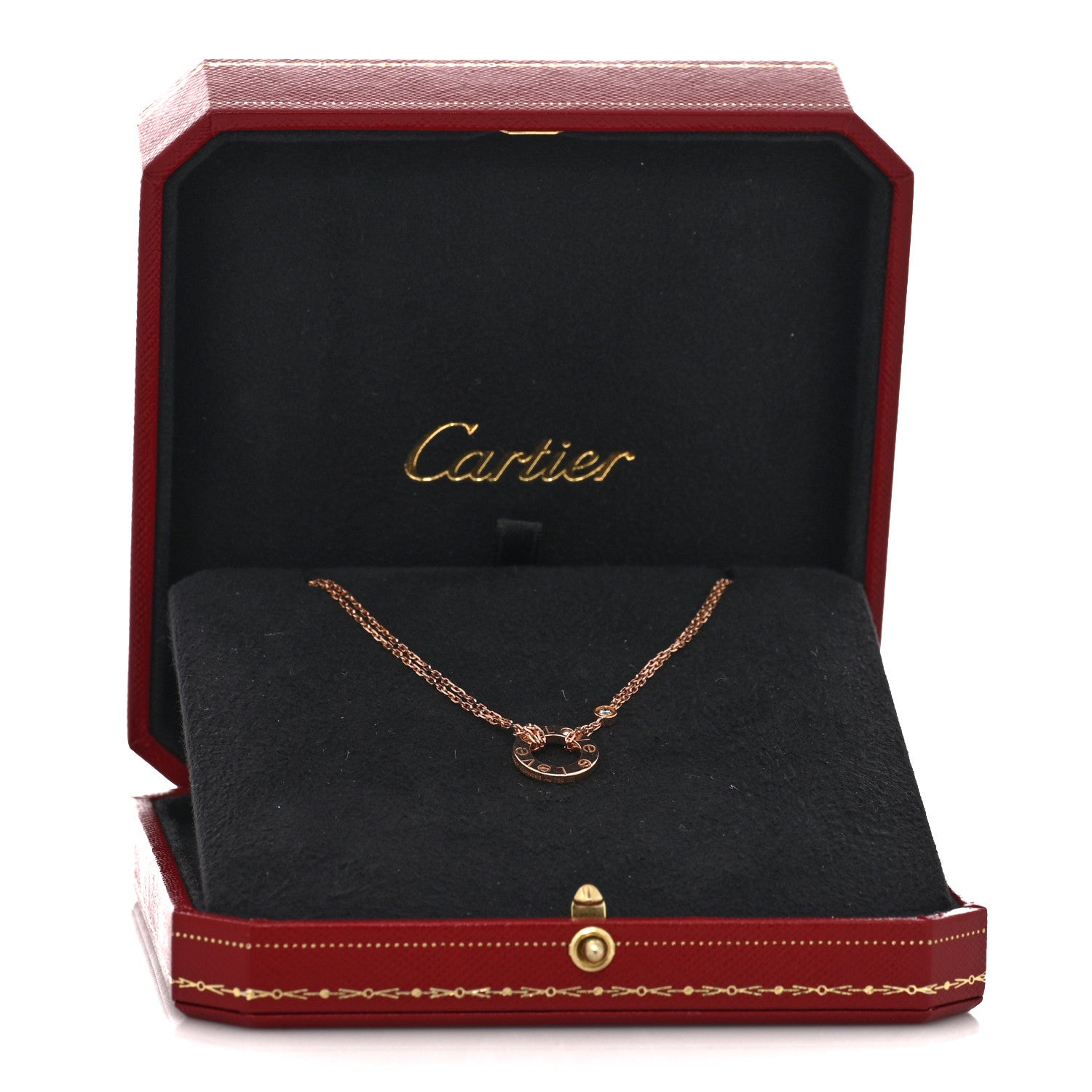Cartier 18K Pink Gold 2 Diamond LOVE Necklace 5 of 5