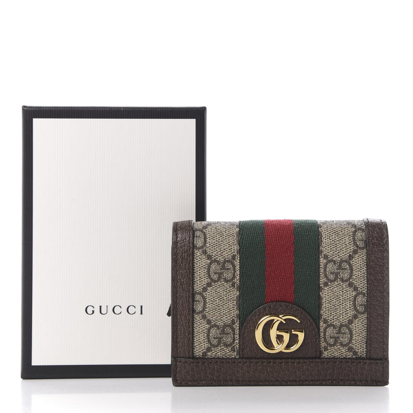 GG Supreme Monogram Web Ophidia Card Case Beige New Acero
