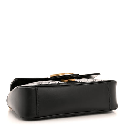 Gucci Calfskin Matelasse Mini GG Marmont Shoulder Bag Black 4 of 14