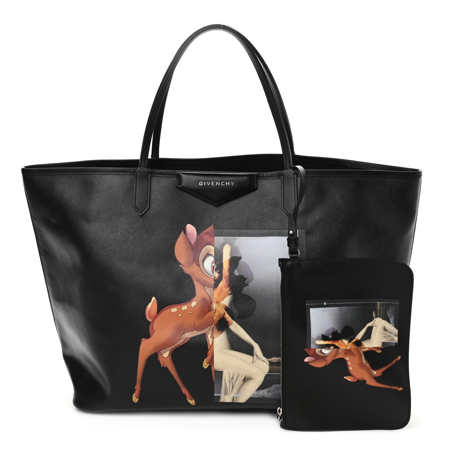 Givenchy Textured Coated Canvas Bambi Print Large Antigona Tote Black 1 of 14