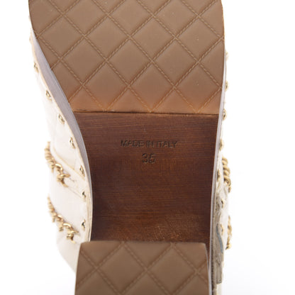 Chanel Lambskin Quilted Chain Clog Mules 35 Ivory 7 of 8