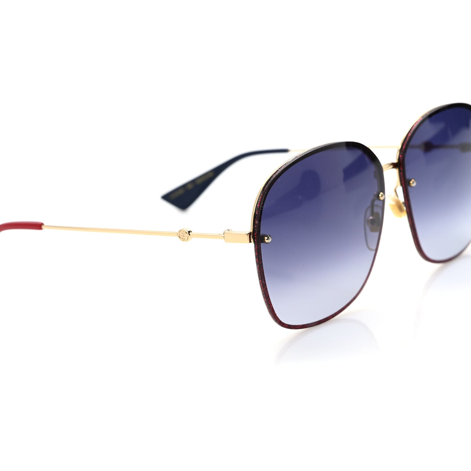 Gucci Square Frame Sunglasses GG0228S Gold Red 8 of 8