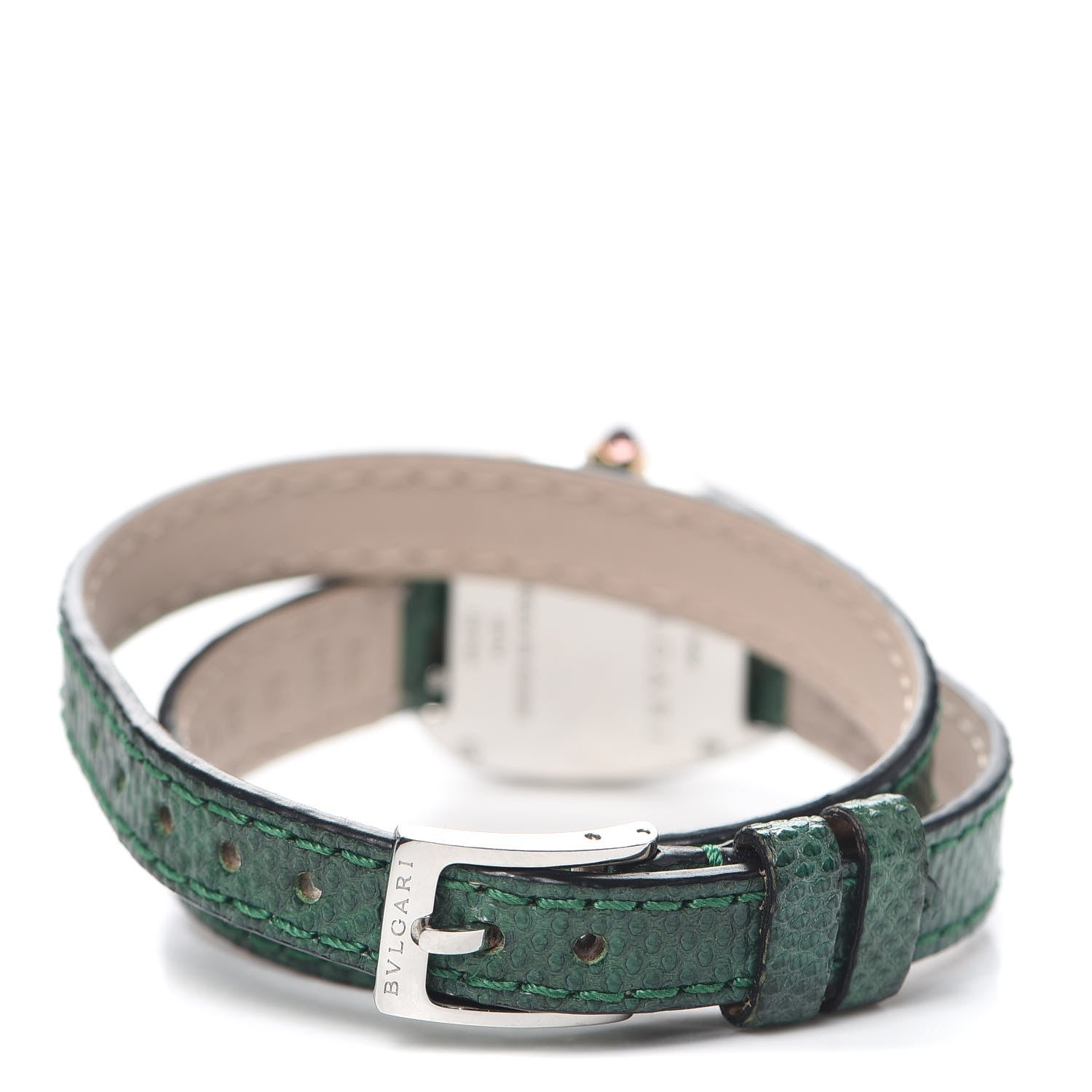 Bulgari 18K Rose Gold Lizard Diamond Bezel 20mm Serpenti Double Wrap Quartz Watch Green 3 of 5