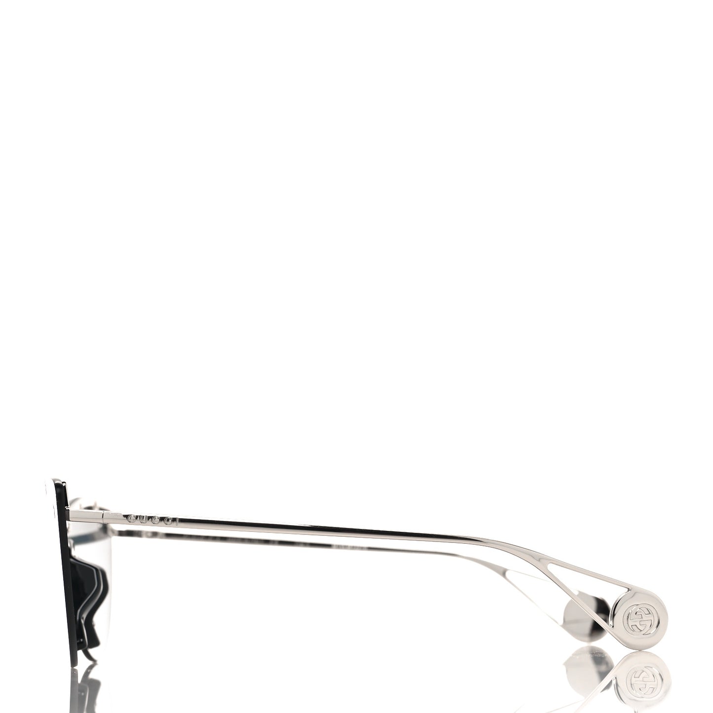 Metal Rimless Star Studded 90mm Cat Eye GG0666S Sunglasses Mirror Silver