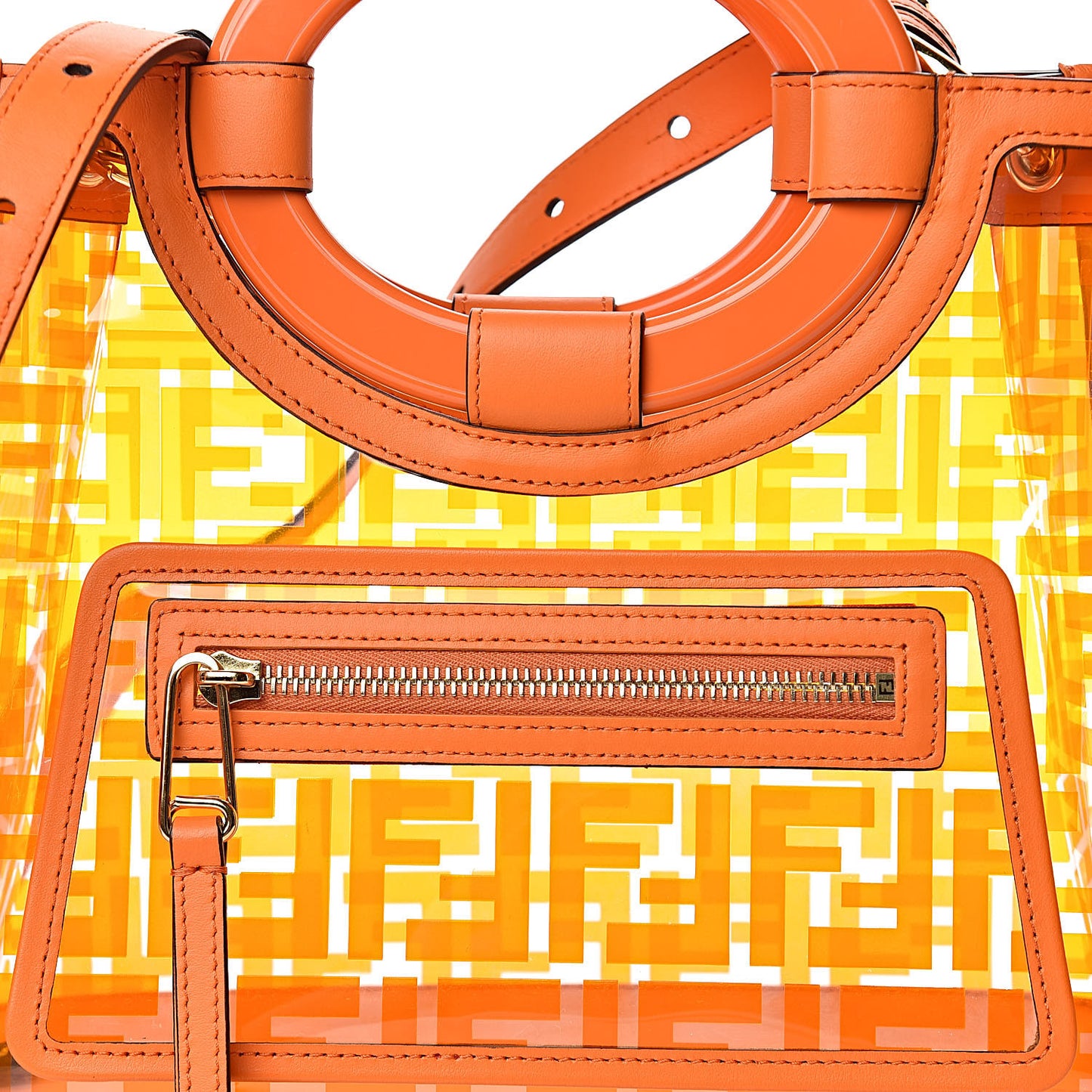 TPU FF Vitello Century Plexiglass Small Runaway Shopper Tote Aranciata