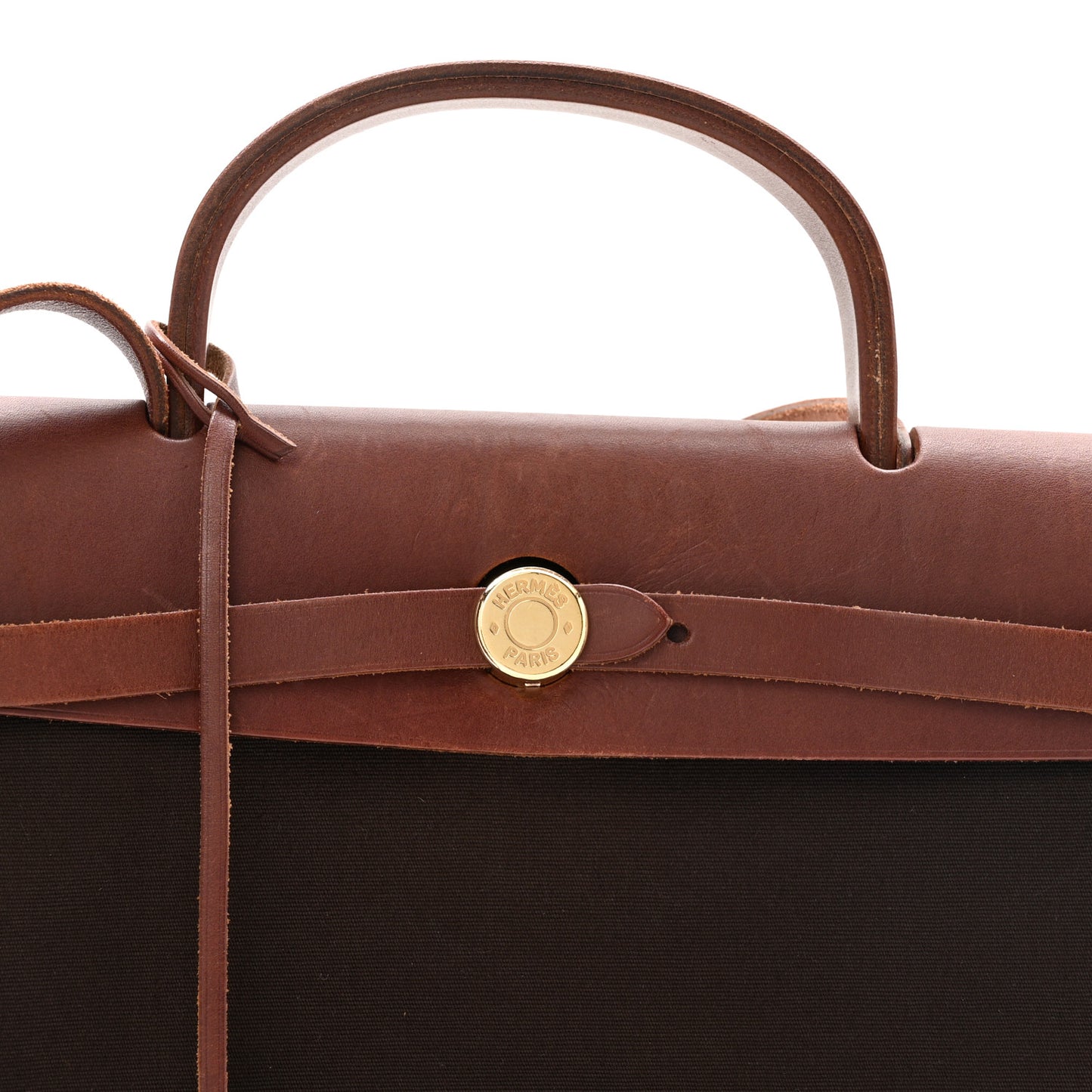 Toile Vache Calfskin Herbag 30 PM Havane