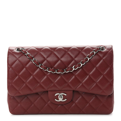 Chanel Caviar Quilted Jumbo Double Flap Dark Red 1 of 9