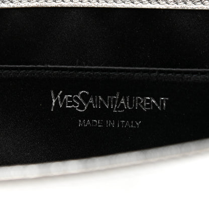 Saint Laurent Metallic Calfskin Monogram Large Belle De Jour Clutch Silver 5 of 9