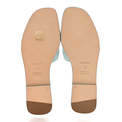 Hermes Epsom Oran Sandals 38 Vert Embrun 5 of 10