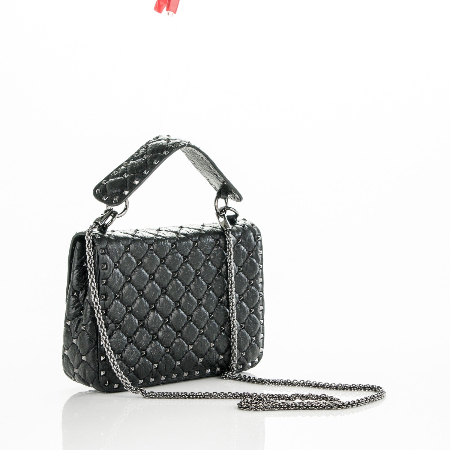 Valentino Garavani Craquele Nappa Medium Rockstud Spike Shoulder Bag Black 3 of 7