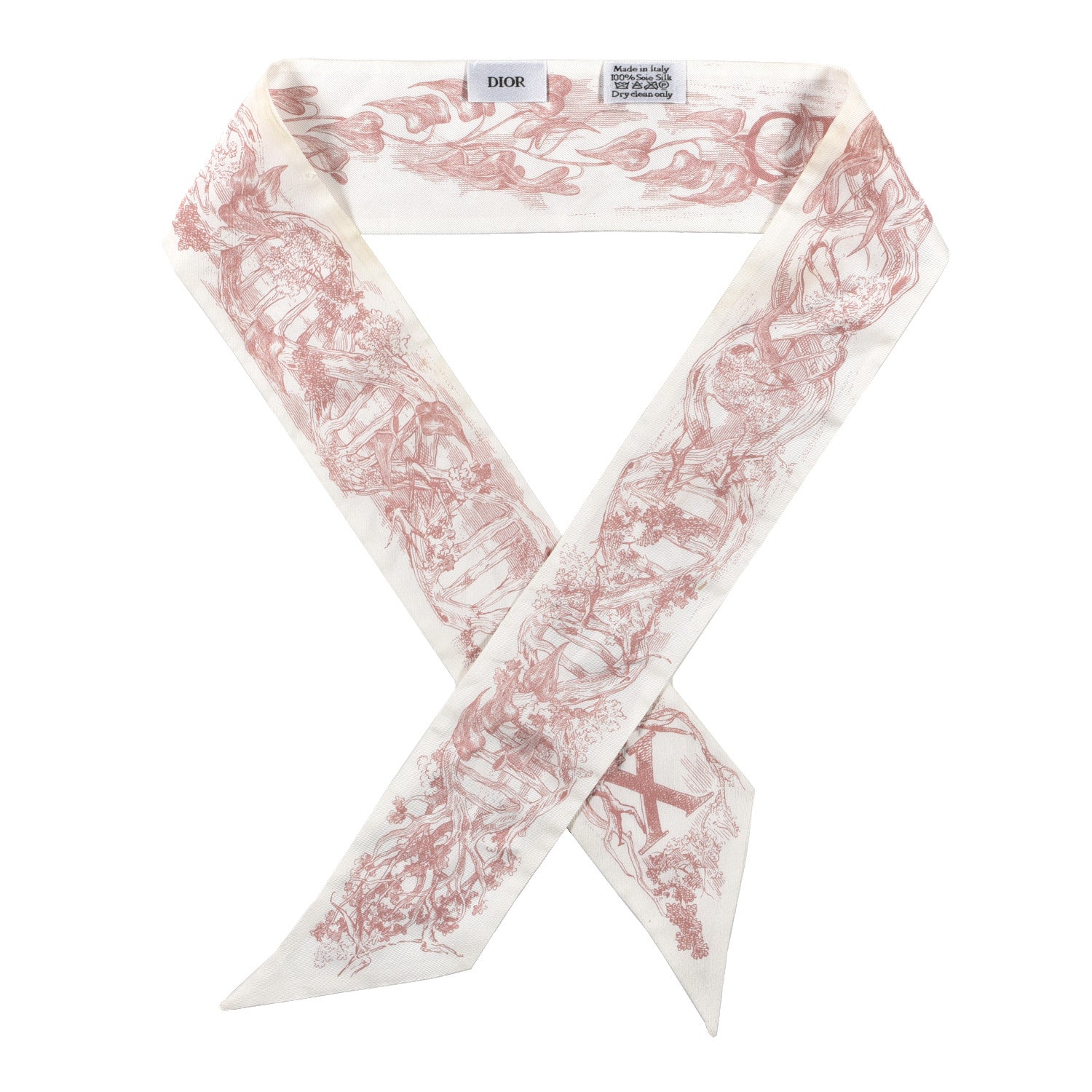 Christian Dior Silk Toile De Jouy Mitzah Scarf Pink 1 of 5
