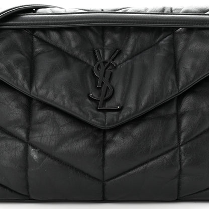 Saint Laurent Lambskin Quilted Monogram Monochrome Medium Loulou Puffer Chain Satchel Black 8 of 10