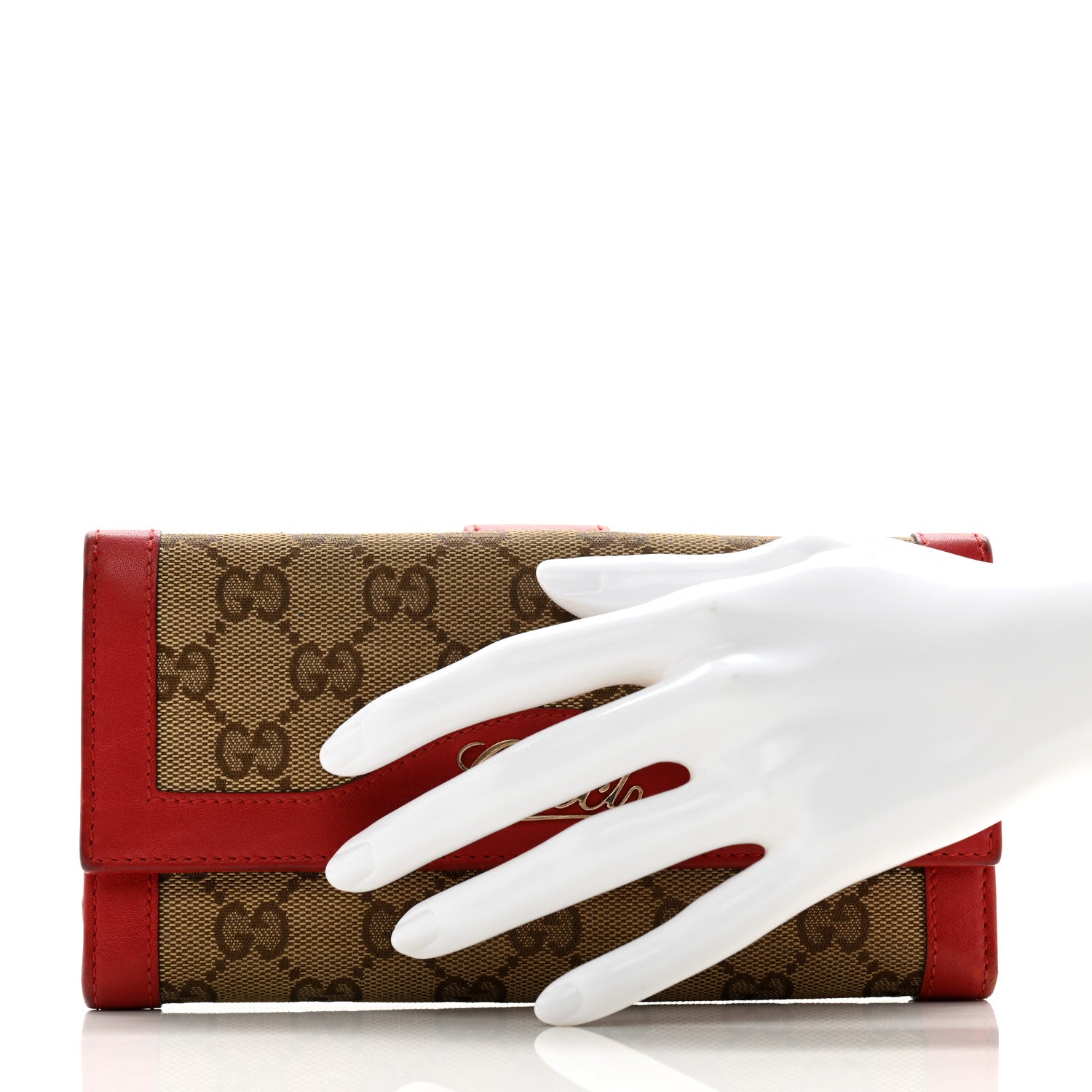 Gucci Monogram Script Continental Wallet Red 2 of 10