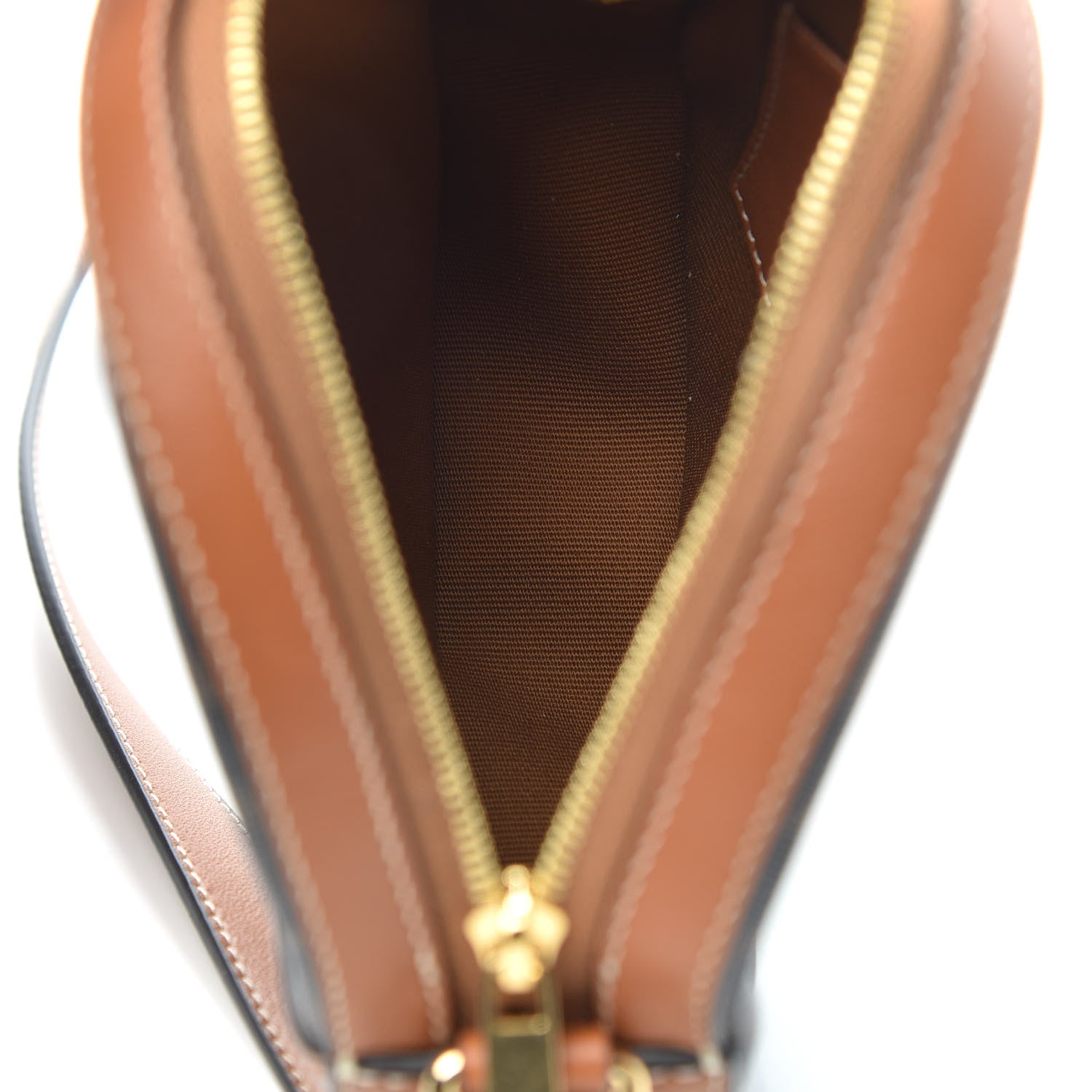 Celine Lambskin Triomphe Canvas Round Purse On Strap Black Tan 5 of 9