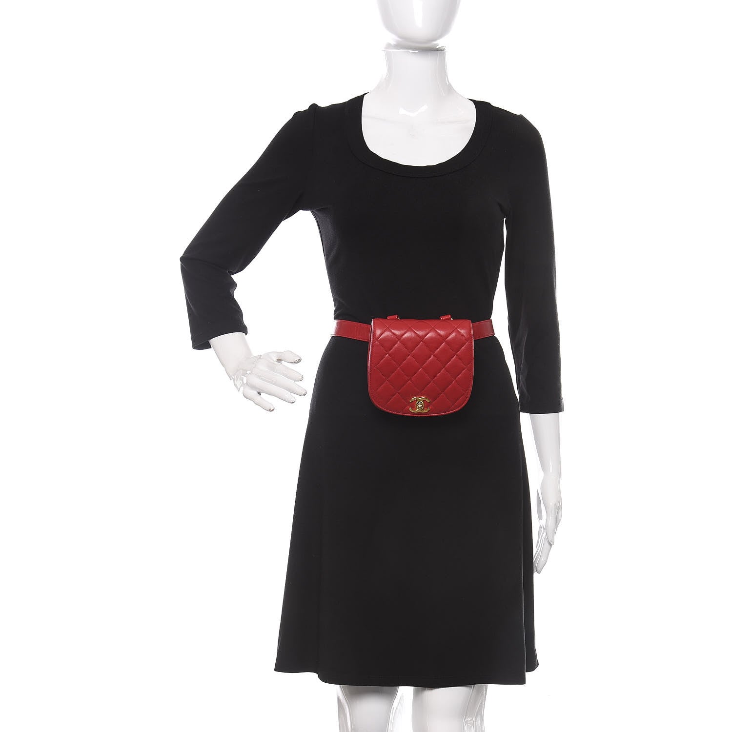 Chanel Lambskin Quilted Flap Waist Belt Bag 95 38 Red 2 of 12