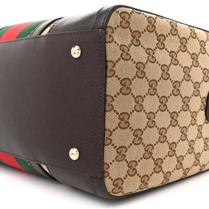Gucci Monogram Vintage Web Medium Webby Bee Boston Dark Brown 10 of 12
