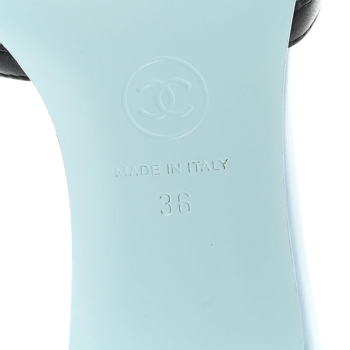 Chanel Lambskin CC Cutout Mules 36 Blue Black 7 of 10