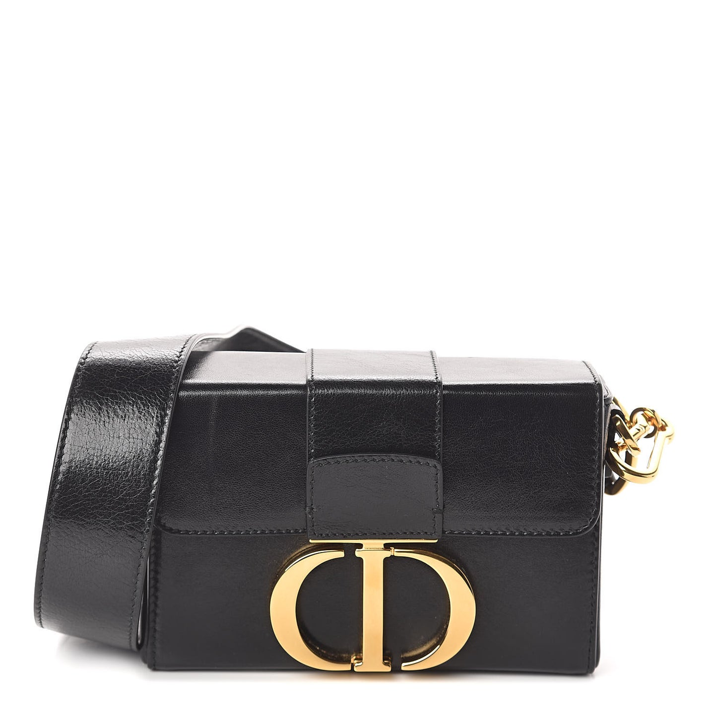 Crackled Lambskin 30 Montaigne Box Bag Black
