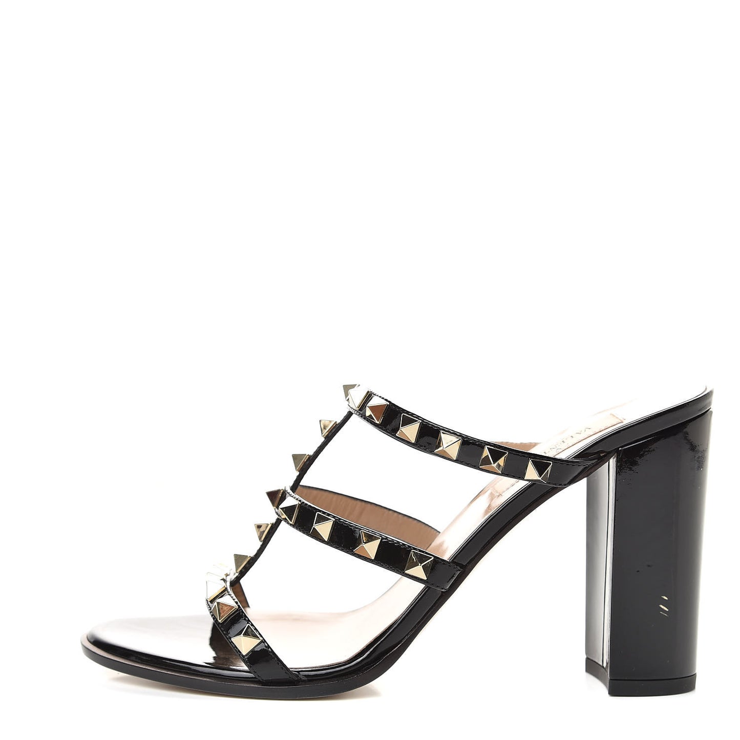 Patent Rockstud 90mm Caged Slide Sandals 38.5 Black