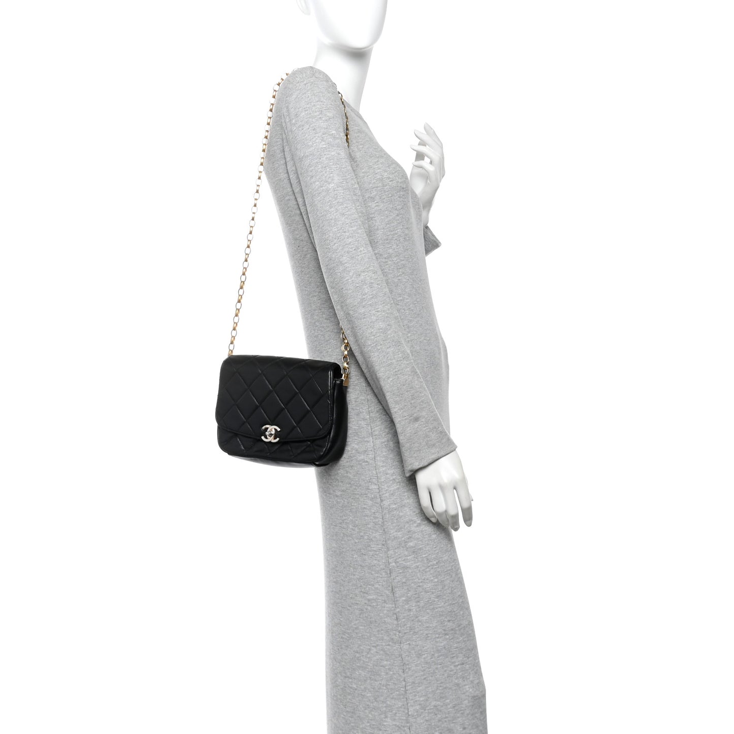 Lambskin Quilted CC Coin Flap Bag Black