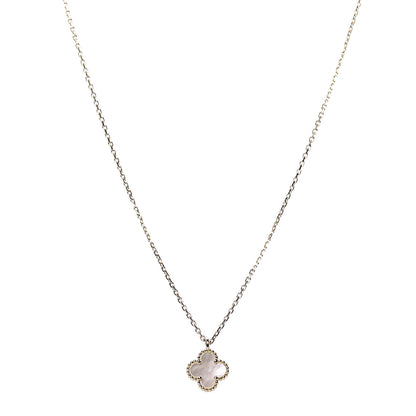 Van Cleef & Arpels 18K Yellow Gold Mother of Pearl Sweet Alhambra Pendant Necklace 1 of 7